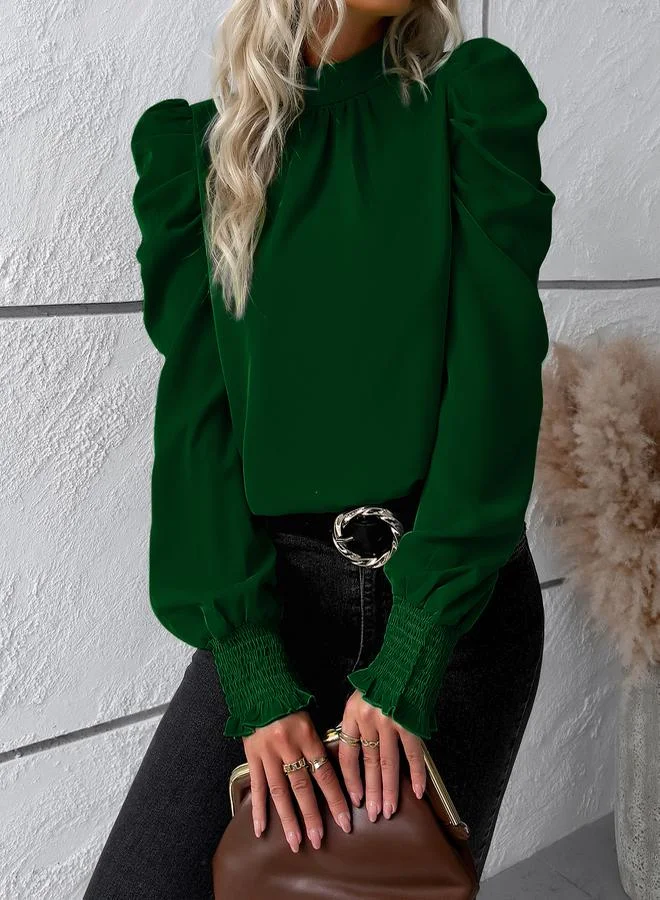 Take Two Smocking Puff Sleeves Tie Back Detail Blouse by Styli