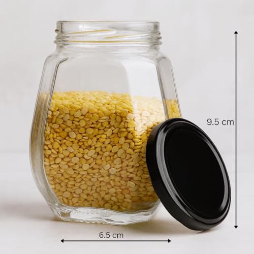 CROCO JAR Crown Shape Glass Jars with Black Lids|Premium Airtight Storage Containers for Kitchen, Spices, Pickles, Dry Fruits, Snacks & Pantry Organization|Transparent Glass Jars 250ml| Set of 12 - Image 3
