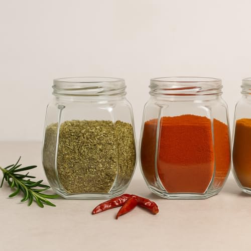 CROCO JAR Crown Shape Glass Jars with Black Lids|Premium Airtight Storage Containers for Kitchen, Spices, Pickles, Dry Fruits, Snacks & Pantry Organization|Transparent Glass Jars 250ml| Set of 12 - Image 4