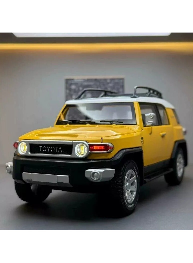 حديقة الألعاب محاكاة بمقياس 1:24 لسيارة تويوتا FJ كروزر المصبوبة - لعبة سيارة رياضية متعددة الاستخدامات من سبائك معدنية قابلة للسحب للخلف مع أضواء وصوت - سيارة لعبة للأطفال والكبار - Image 2