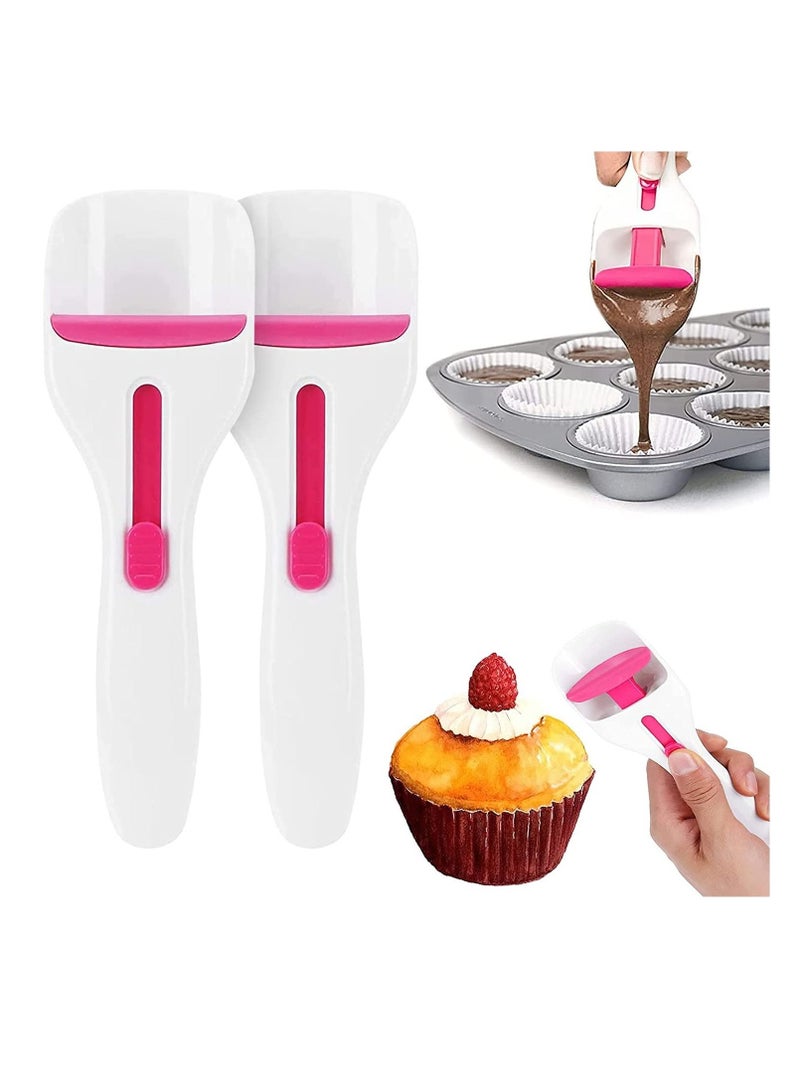 KASTWAVE Cupcake Batter Spoon with One Touch Slide Button, Cupcake Scoop Kitchen Flour Dispenser Spoon, DIY Cupcake Batter Spoon, Home Batter Dispenser Baking Tool, Dishwasher Safe & BPA Free (2Pcs) - Image 1