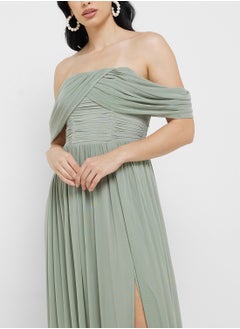 Little Mistress Waterlily Draped Sleeve Maxi Bridesmaid Dress  - Image 3