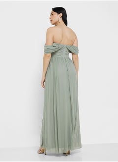 Little Mistress Waterlily Draped Sleeve Maxi Bridesmaid Dress  - Image 2