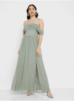 Little Mistress Waterlily Draped Sleeve Maxi Bridesmaid Dress  - Image 4