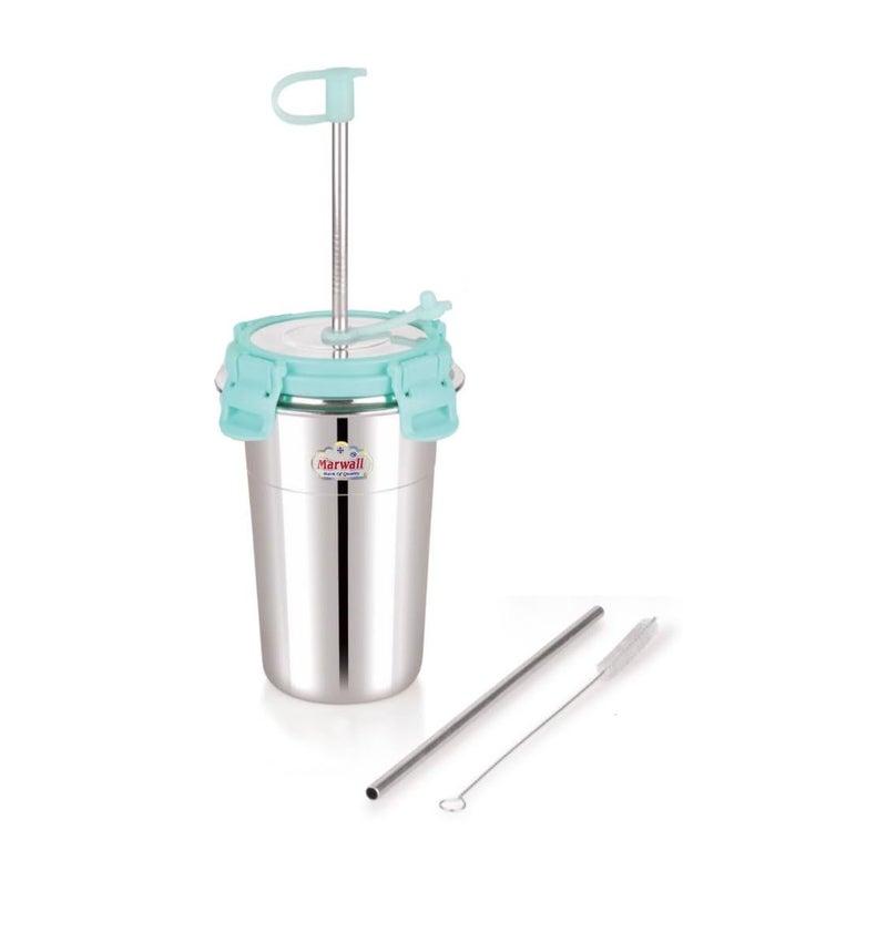 MARWALL Stainless Steel Tumbler with Straw Straw Cleaning Brush 600ml - Image 1