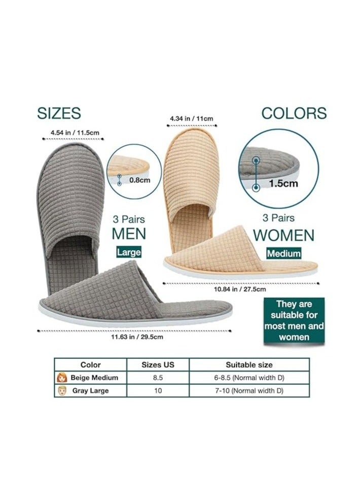ARUWA 6-Pairs Spa Slippers  Non Slip Disposable Slippers For Guest  Washable Reusable Which Can Be Used As Women Men House Indoor Bathroom Bedroom Hotel Bride Slippers  - Image 5
