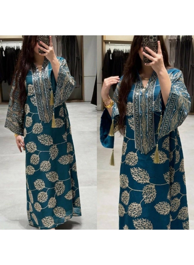 عباية نسائية مطرزة هند ميد – خامة كتان إسباني مستورد – عباية خروج ومناسبات – متوفرة بمقاسين 1 و2 مقاس 1: مناسب من 60 إلى 85 كجم مقاس 2: مناسب من 85 إلى 120 كجم - Image 4