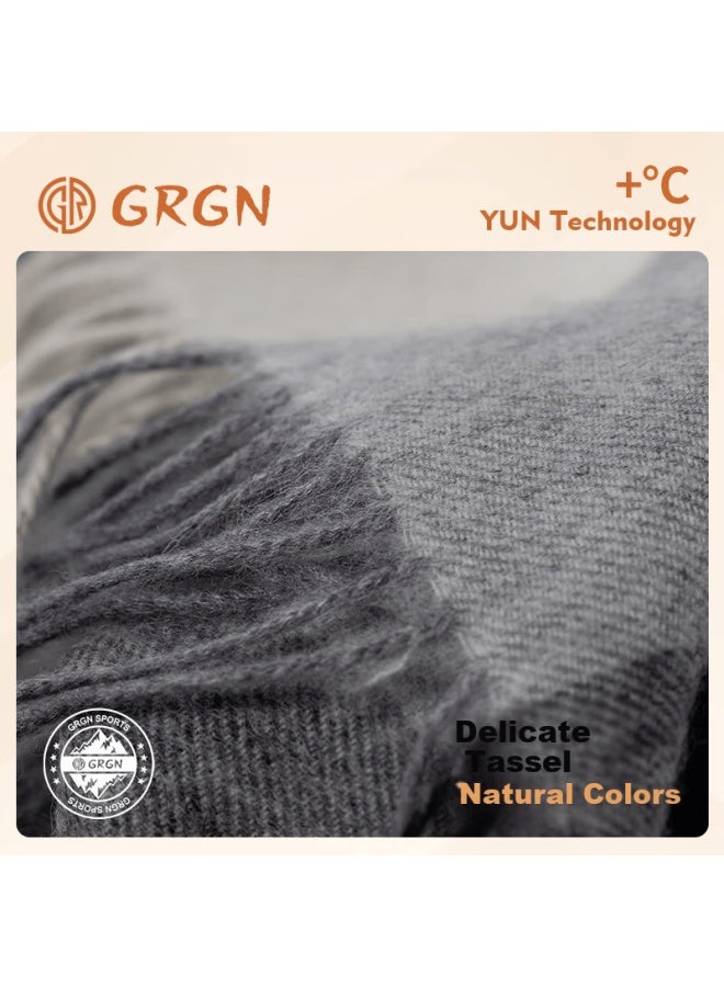 Grgn Pure Wool Scarf For Men, Autumn And Winter Warm Student Neck Warmer Christmas Gift For Boys - Image 3