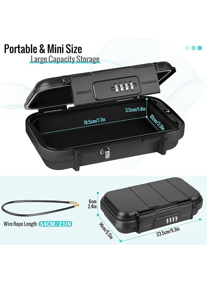 MVAQKLM  Portable Safe Box with Code, Combination Security Lock Box Waterproof Anti-Theft Mini Travel Safe with Removable Wire Rope Security Safe Box for Home, Office, Hotel, Cars,Travel  - Image 2