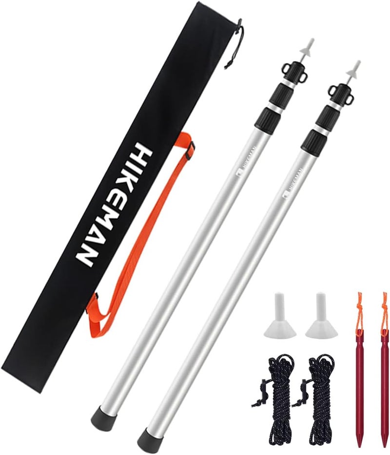 HIKEMAN Tent Poles Camping Poles for Tarp Awning Canopy Porch Sun Sails Tarpaulin Headroom Aluminium Adjustable Telescoping - Image 1