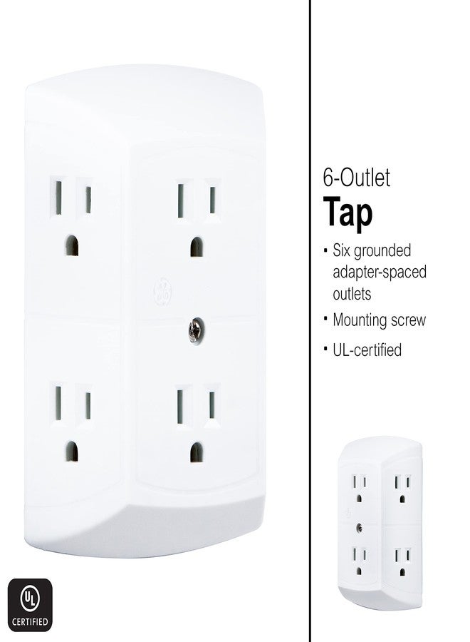 GE 6-Outlet Extender, 2 Pack, Grounded Wall Tap, Adapter Spaced Outlets, 3-Prong Outlet Splitter, Multiple Plug, Quick and Easy Install, Cruise Essentials, UL Listed, White, 40222 - Image 2