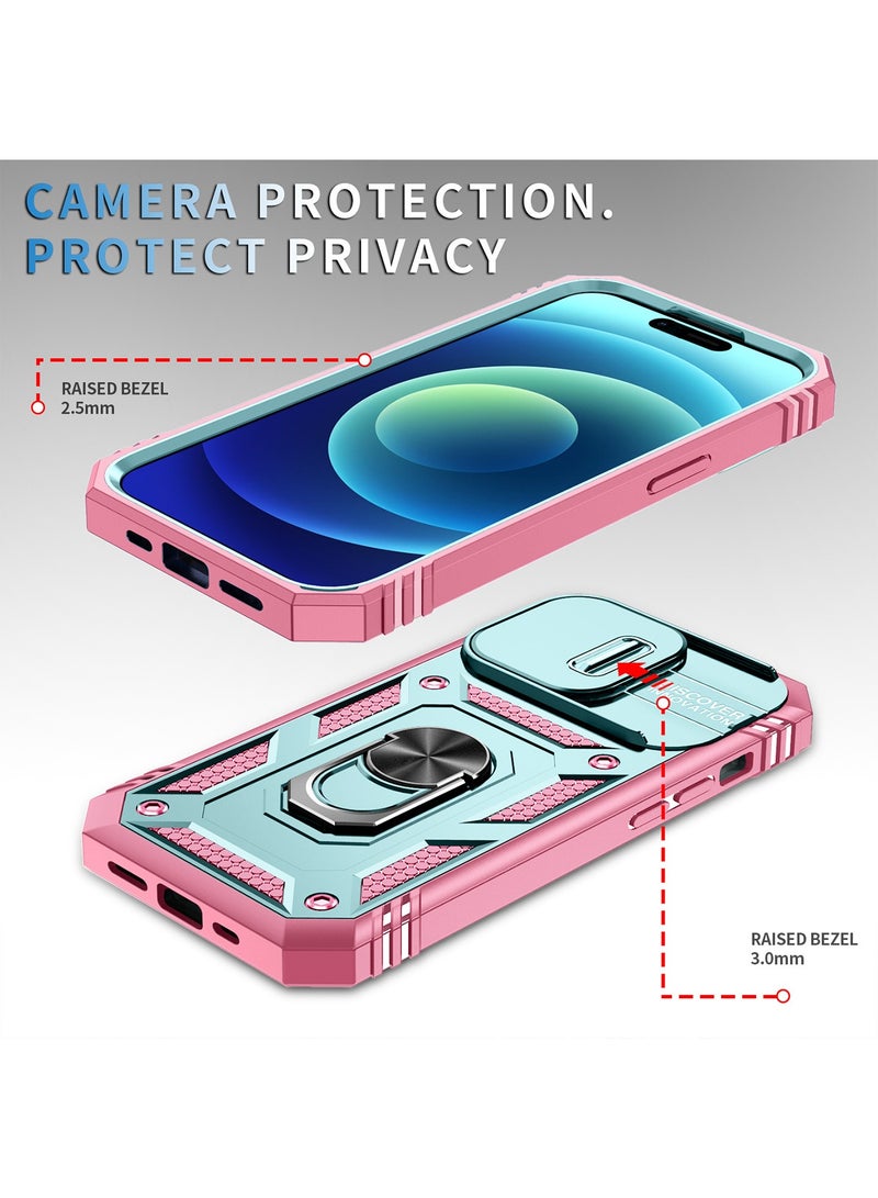 iPhone 15 Pro Case Cover With 360° Rotate Magnetic Ring Kickstand Phone Holder And Slide Camera Len Cover Protector Anti-drop Anti-Scratch Anti-Dust Shockproof Protective Mobile Phone Accessory - Image 2