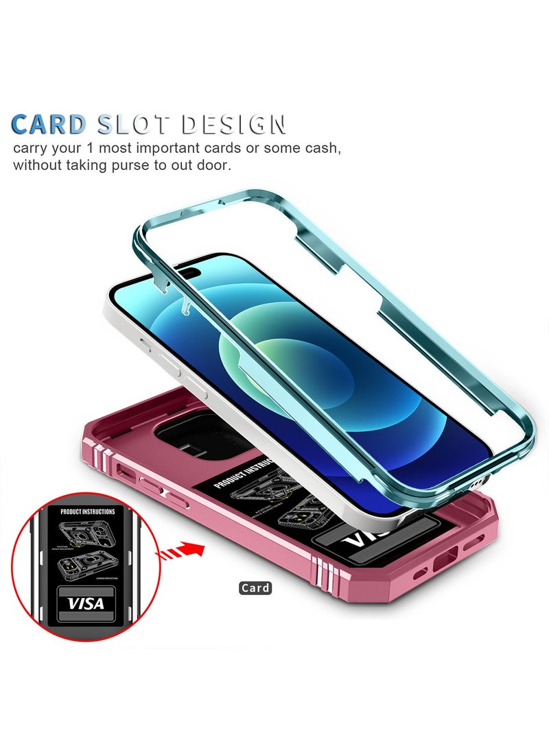 iPhone 15 Pro Case Cover With 360° Rotate Magnetic Ring Kickstand Phone Holder And Slide Camera Len Cover Protector Anti-drop Anti-Scratch Anti-Dust Shockproof Protective Mobile Phone Accessory - Image 5