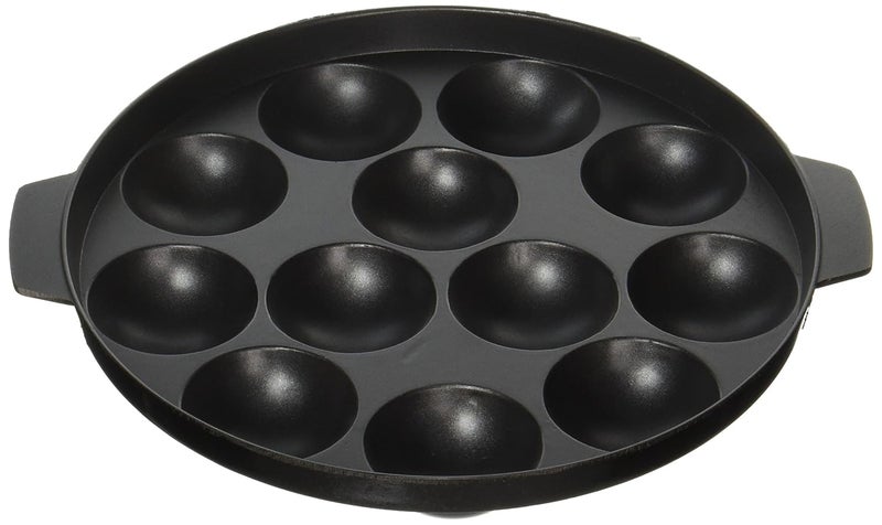 Tosaa Aluminium 12 Cavity Appam Patra Side Handle with Lid 23 cm Black NonStick 12 Cavity Appam Patra 21cm Combo - Image 3
