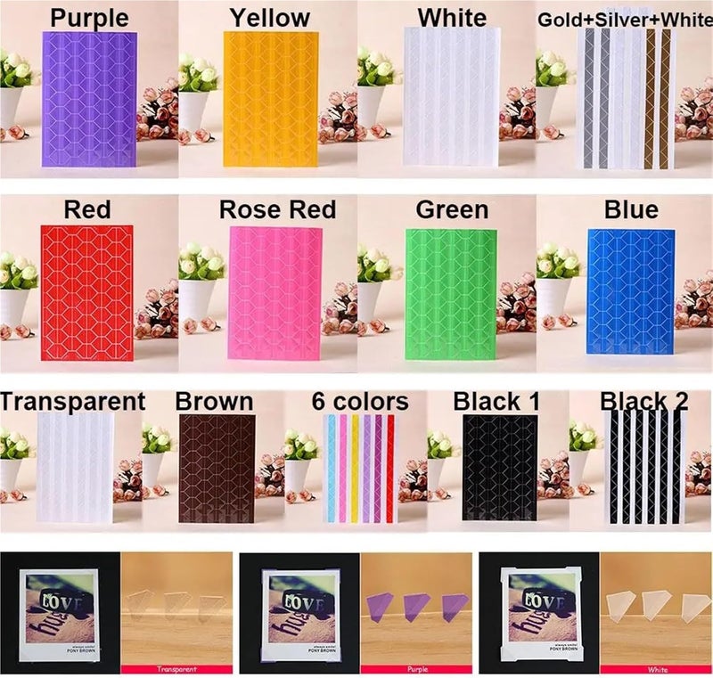 Photo Corners Self Adhesive 80 Sheets Photo Corner Protectors Picture Frame Stickers Scrapbook Paper Albums Decoration PVC(Yellow) - Image 3