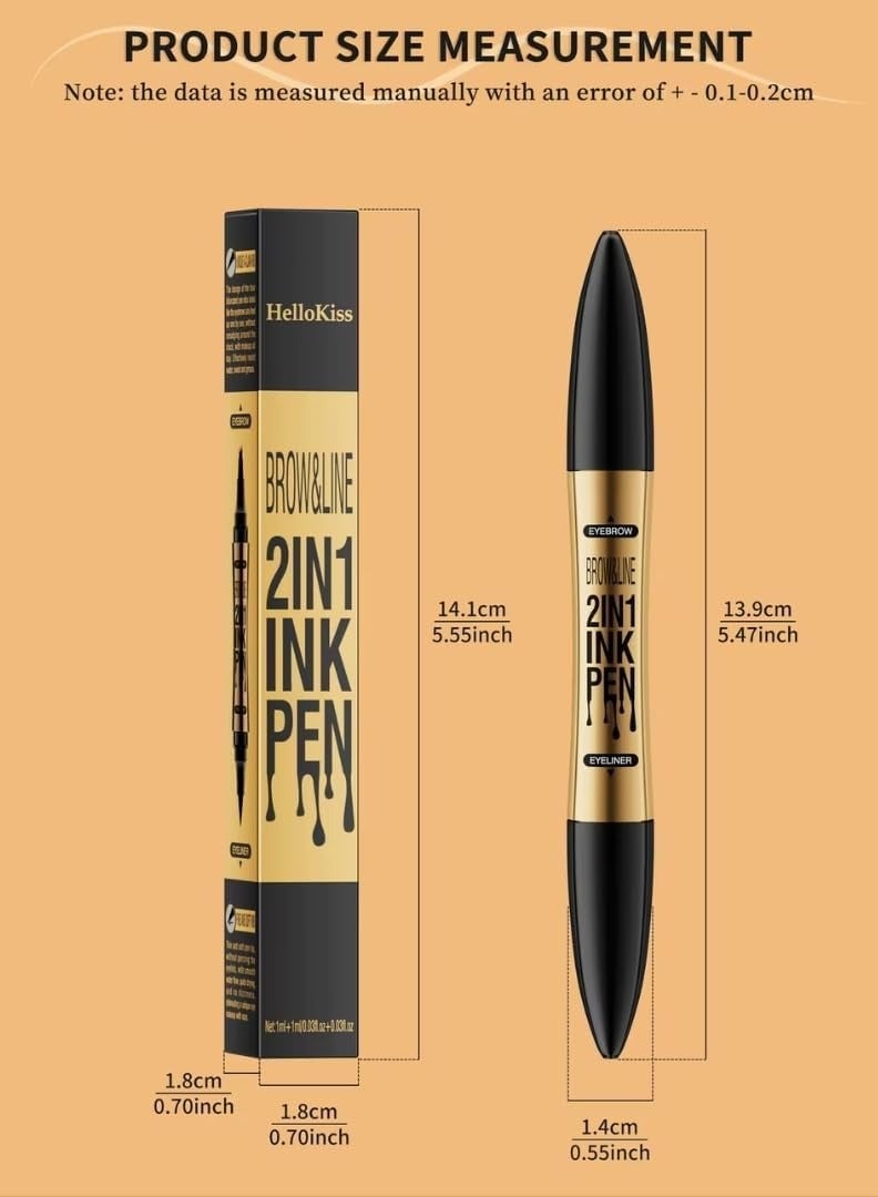 Brow and Line 2in1 Ink Pen for Eyebrow and Eyeliner Pen Waterproof Eyeliner Pencil 3D Microblading Eyebrow Tattoo Pencil 4 Fork Tip with Eyeliner Grey Eyebrow and Black Eyeliner Pencil 03