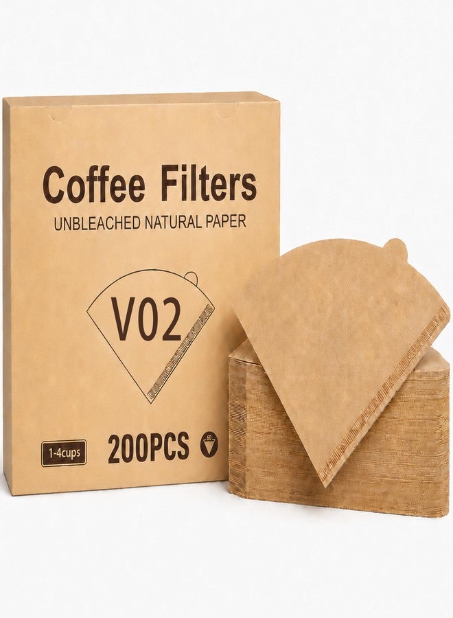 Hogurity Coffee Filter 02, Set of 200 V02 Coffee Filters Size 2 Cone Coffee Filters Natural Unbleached Disposable Coffee Filter Paper For Pour Over Coffee Dripper and Coffee Maker - Image 1