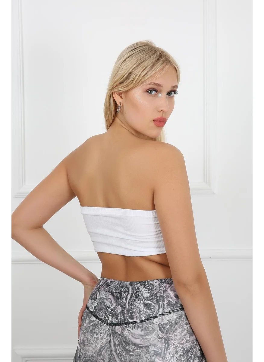 Aurafit 9009-01 Seamless White Strapless Bandeo