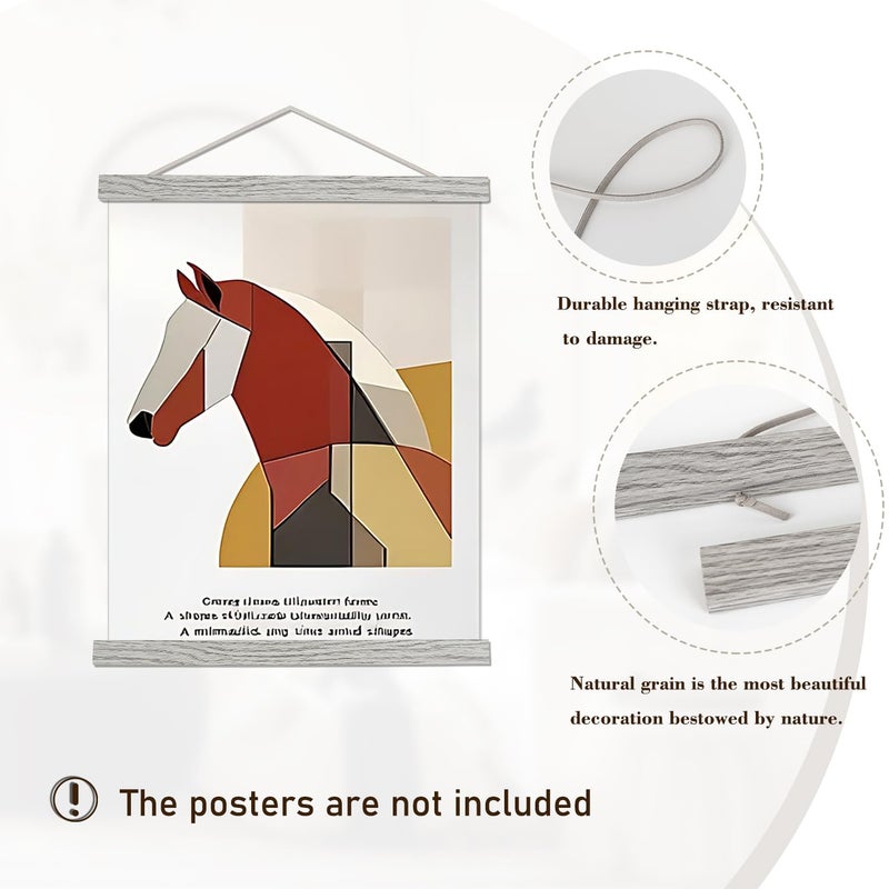 Artmag Magnetic Poster Hanger Frame, 16x24 16x22 16x20 Light Wood Wooden Magnet Canvas Artwork Print Poster Hangers Frames Hanging Kit (Grey, 16") - Image 2