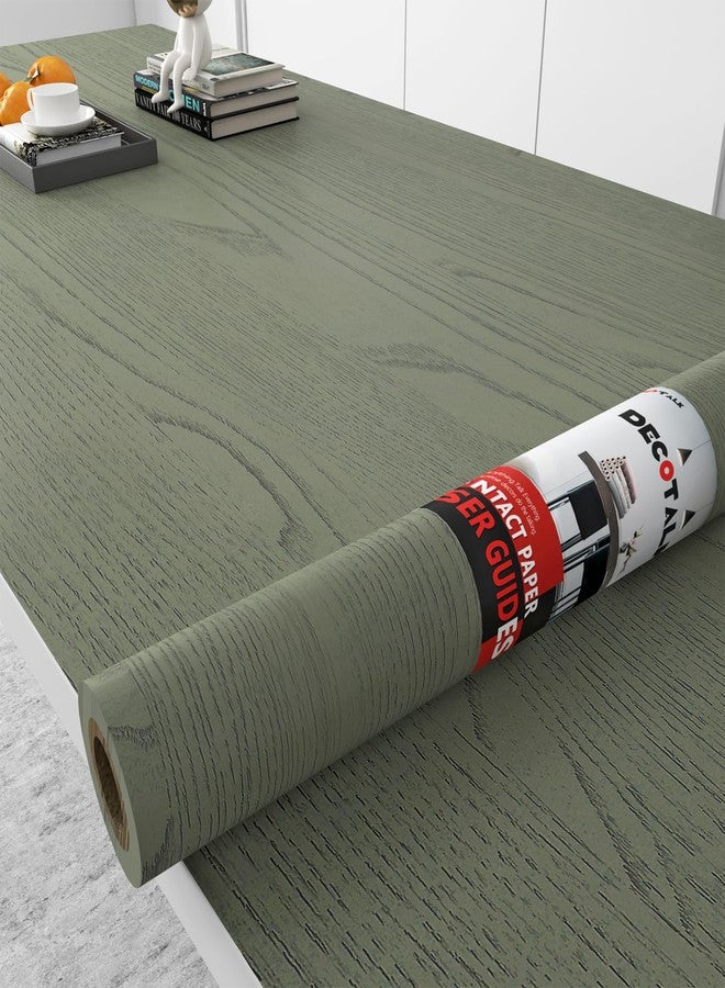 Decotalk Wood Contact Paper Green Wood-Grain Contact Paper Countertop Contact Paper 17.7x120 Inch Woods Peel and Stick Wallpaper Green Woods Contact-Paper for Countertops Waterproof Wood Vinyl Wrap - Image 1