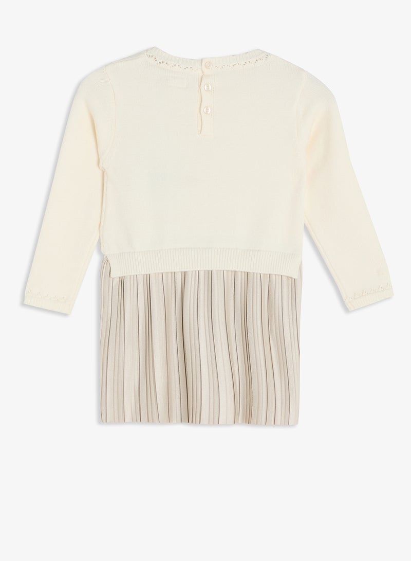GUESS Kids Mixed Fabric Long Sleeve Dress - Image 2