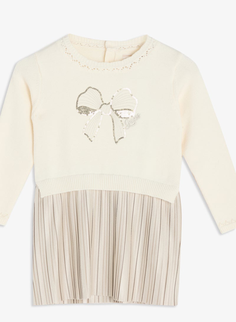 GUESS Kids Mixed Fabric Long Sleeve Dress - Image 3