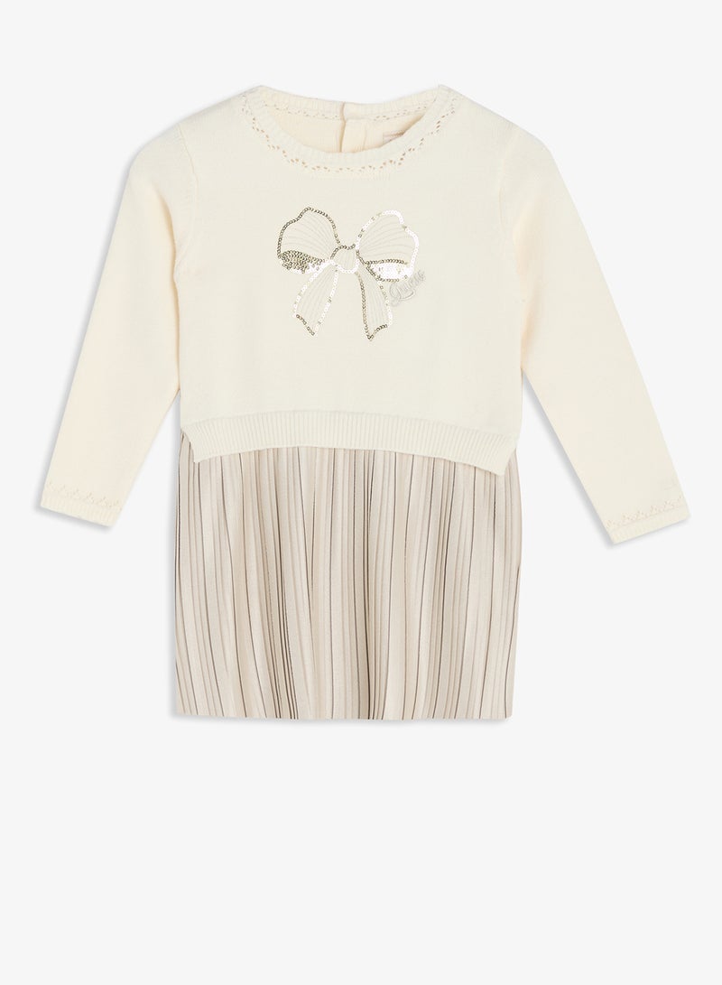 GUESS Kids Mixed Fabric Long Sleeve Dress - Image 1