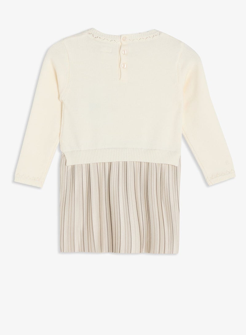 GUESS Kids Mixed Fabric Long Sleeve Dress - Image 3
