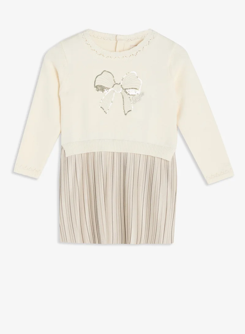 Guess Kids Mixed Fabric Long Sleeve Dress