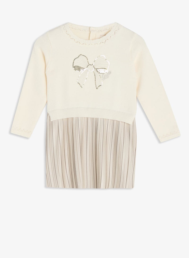 GUESS Kids Mixed Fabric Long Sleeve Dress - Image 2