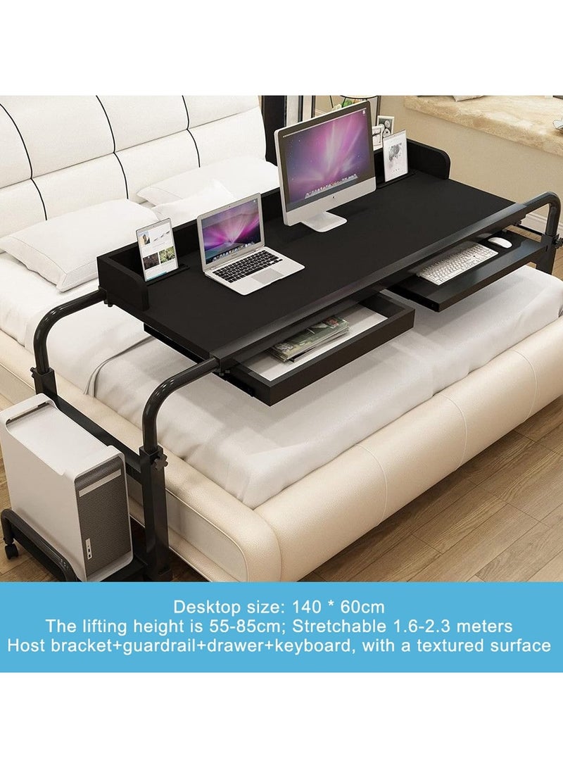 Overbed Desk Rolling Laptop Stand Over Bed Desk Mobile Overbed Table with Adjustable Length and Height, Crossbed Nursing Table Computer Table - Image 1