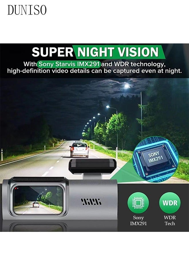 DUNISO Dash Cam Car Dash Camera 1600P Dash Cam Front and Rear Inside, Dual Dash Cam Front 2.5K and Inside 1600P with GPS, WiFi and APP Loop Recording, G-Sensor, WDR, Parking Monitor - Image 2