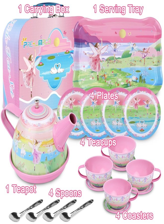 PRE-WORLD Tea Set for Little Girls,PRE-WORLD 50PCS Princess Tea Party Time Toy Including Dessert,Cookies,Doughnut,Teapot Tray Cake, Tablecloth & Carrying Case,Kids Kitchen Pretend Play for Girls Boys Age 3-6 - Image 4