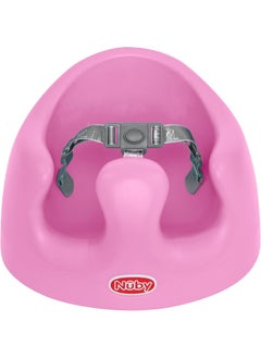 Nuby Nuby My Floor Seat, Soft Foam Cushion with Safety Harness and High Back Design, for Ages 4-12 Months, Pink  - Image 1