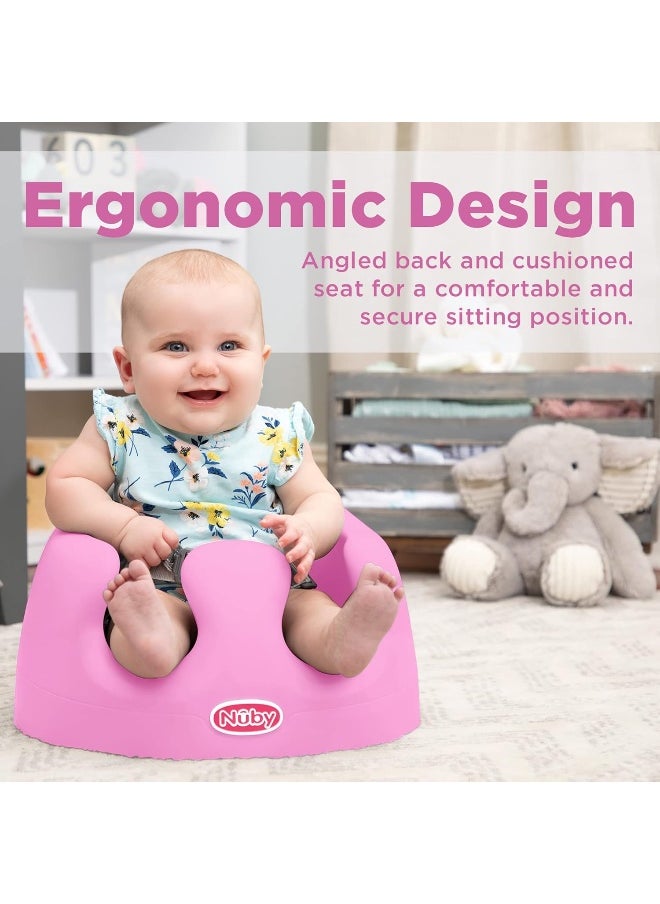 Nuby - Nuby My Floor Seat, Soft Foam Cushion with Safety Harness and High Back Design, for Ages 4-12 Months, Pink - Image 1