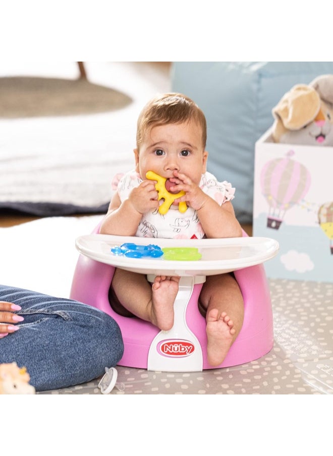 Nuby - Nuby My Floor Seat, Soft Foam Cushion with Safety Harness and High Back Design, for Ages 4-12 Months, Pink - Image 1