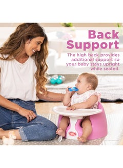 Nuby Nuby My Floor Seat, Soft Foam Cushion with Safety Harness and High Back Design, for Ages 4-12 Months, Pink  - Image 2