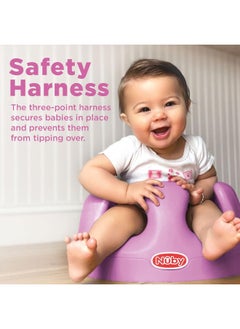 Nuby Nuby My Floor Seat, Soft Foam Cushion with Safety Harness and High Back Design, for Ages 4-12 Months, Pink  - Image 3