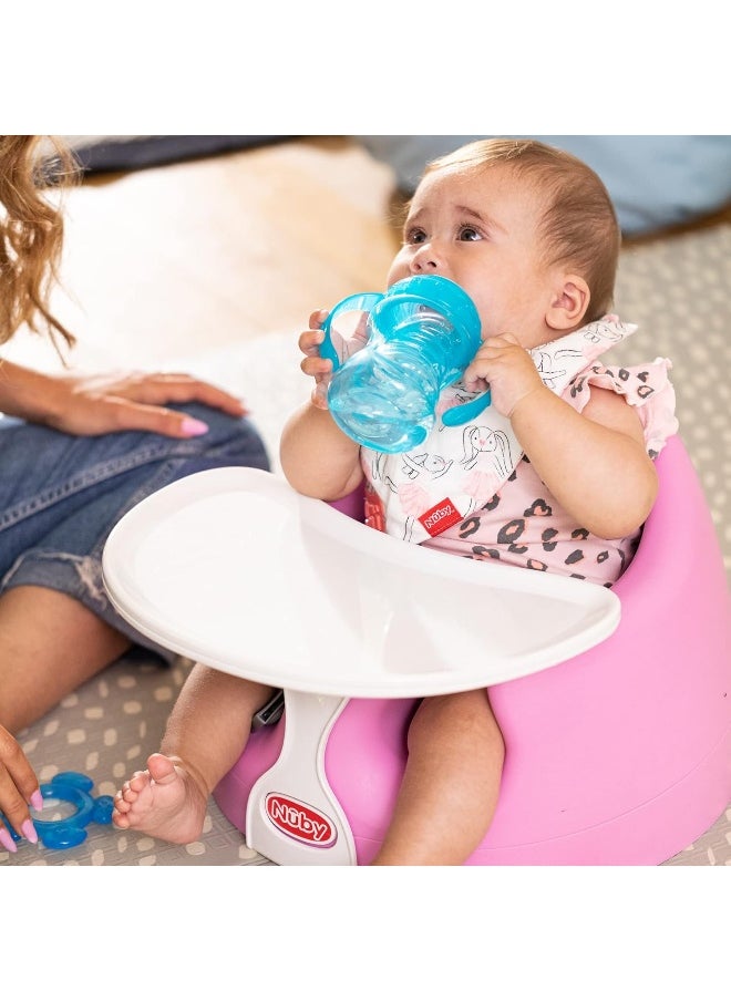 Nuby - Nuby My Floor Seat, Soft Foam Cushion with Safety Harness and High Back Design, for Ages 4-12 Months, Pink - Image 1