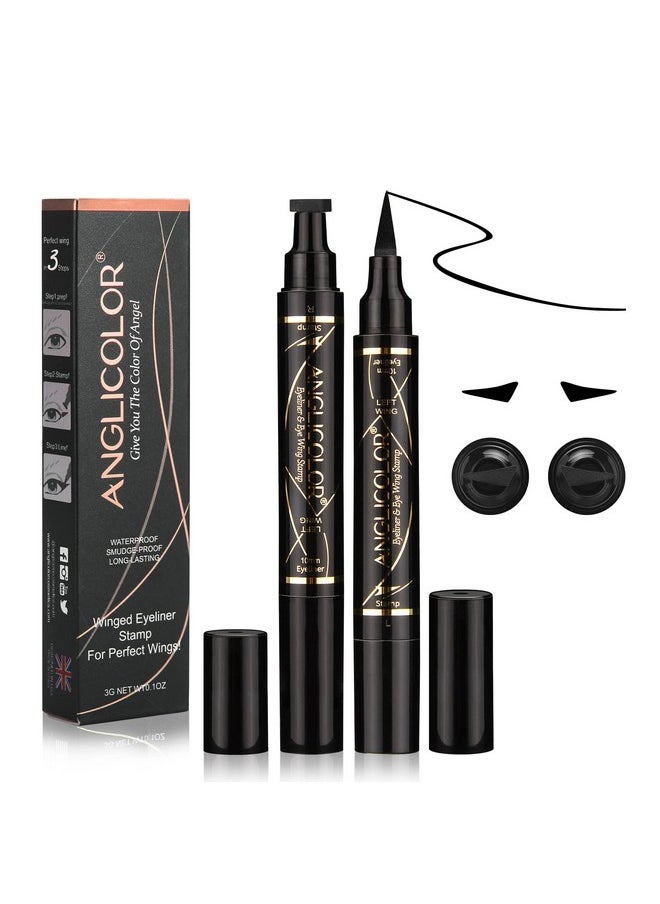 Anglicolor Anglicolor Liquid Eyeliner Stamp, Winged Eyeliner Stamp, Waterproof Long Lasting Dual Ended Eyeliner Pen for Women Christmas Gift (01-Black)  - Image 1