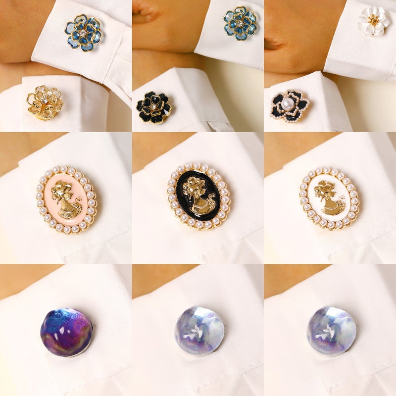 Floral Copper Cufflinks Shirt Decorative Accessory for Men and Women - Image 2