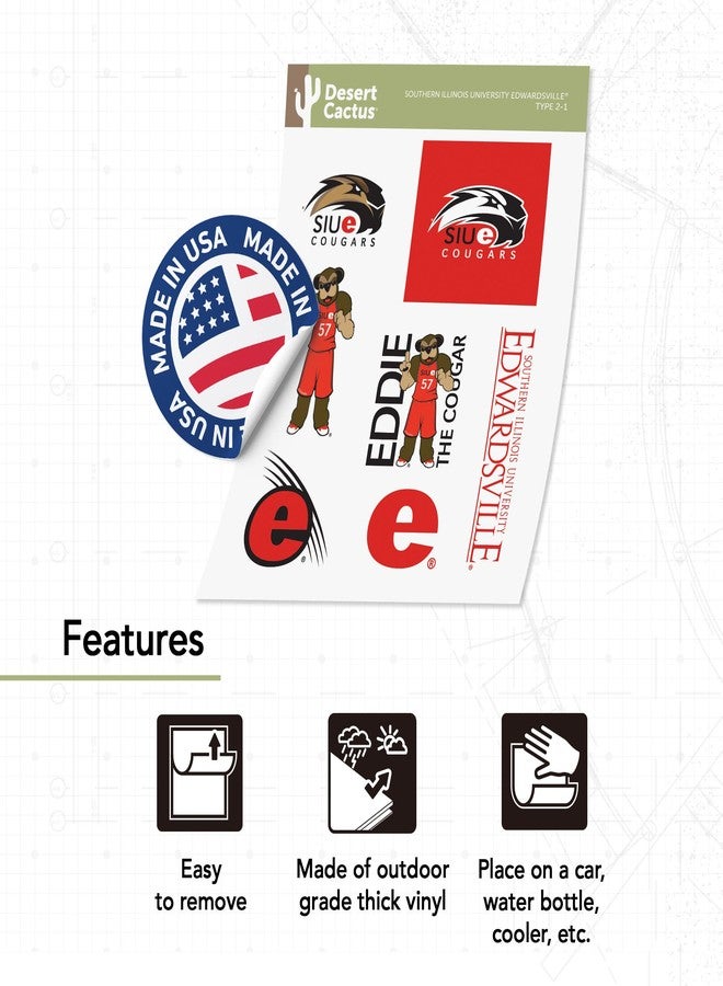 Desert Cactus Southern Illinois University Edwardsville Sticker SIUE Cougars Vinyl Decals Laptop Water Bottle Car Scrapbook Sheet T2 (Type 2) - Image 4
