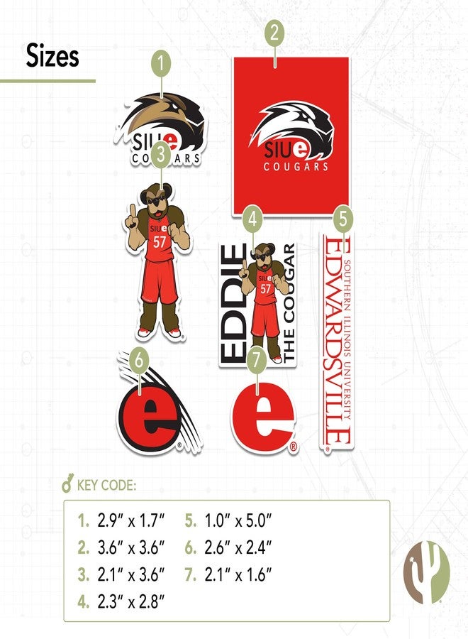 Desert Cactus Southern Illinois University Edwardsville Sticker SIUE Cougars Vinyl Decals Laptop Water Bottle Car Scrapbook Sheet T2 (Type 2) - Image 3