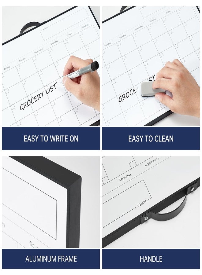 TSJ OFFICE White Board Calendar - 12 X 16 Inches Magnetic Dry Erase Board Monthly Calendar, Double Sided Whiteboard with a Handle, to Do List Notepad for Office, Home, School, Black Aluminum Frame - Image 4