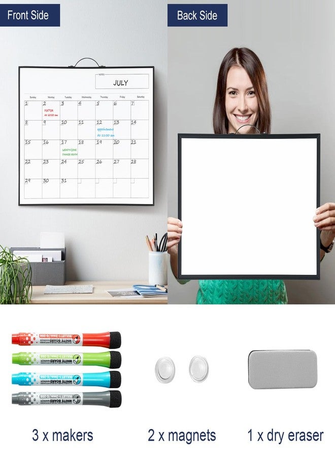 TSJ OFFICE White Board Calendar - 12 X 16 Inches Magnetic Dry Erase Board Monthly Calendar, Double Sided Whiteboard with a Handle, to Do List Notepad for Office, Home, School, Black Aluminum Frame - Image 2