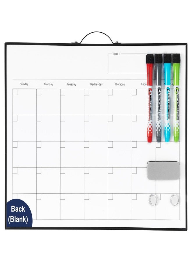 TSJ OFFICE White Board Calendar - 12 X 16 Inches Magnetic Dry Erase Board Monthly Calendar, Double Sided Whiteboard with a Handle, to Do List Notepad for Office, Home, School, Black Aluminum Frame - Image 1