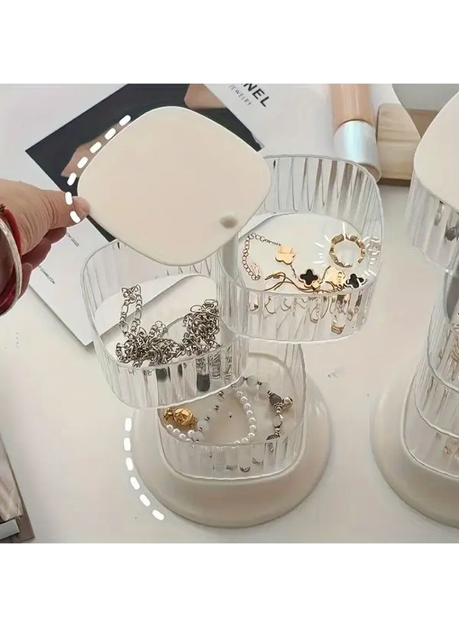 3 Tier Rotating Acrylic Jewelry Organizer Box for Earrings Necklaces - Image 2