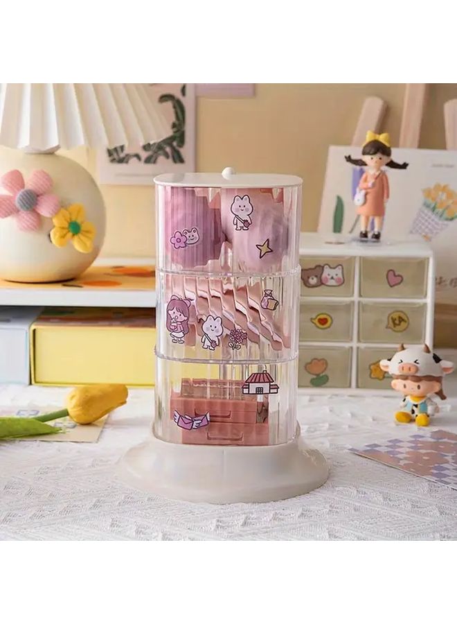 3 Tier Rotating Acrylic Jewelry Organizer Box for Earrings Necklaces - Image 1