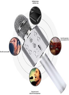 Generic Handheld Wireless Singing Mike Multi-Function Bluetooth Karaoke Mic with Microphone Speaker for All Smart Phones (Silver)  - Image 4