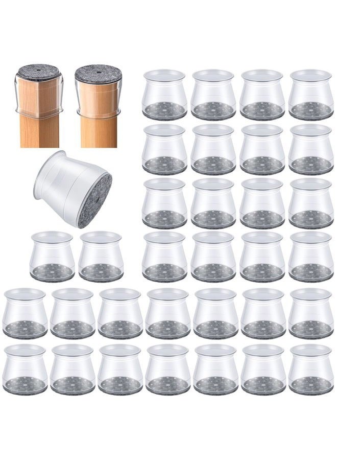 OASMU 32 Pcs Chair Leg Protectors for Hardwood Floors, Silicone Felt Furniture Leg Cover Pad for Protecting Floors from Scratches and Noise, Smooth Moving for Chair Feet Transparent - Image 1
